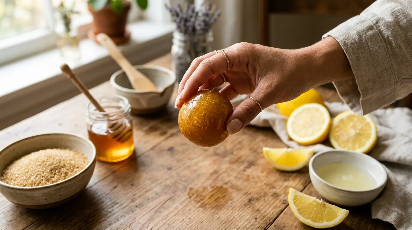 Golden sugar paste waxing at home in Dubai