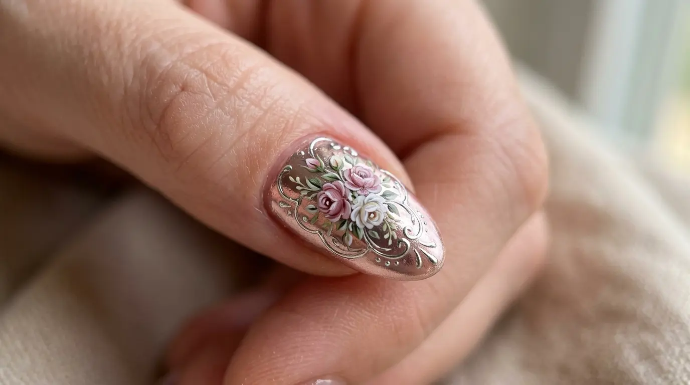 Nail art detail from a home nail service in Dubai