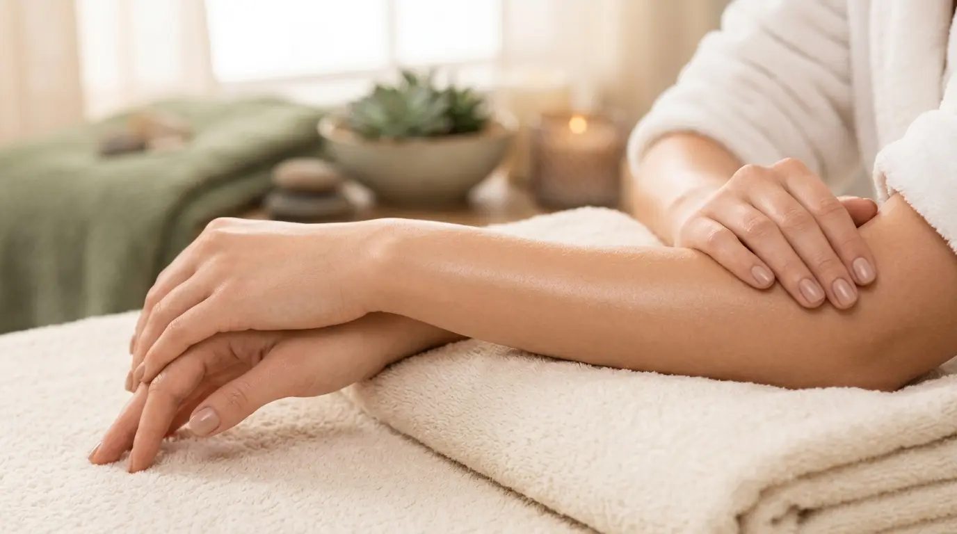 Smooth skin after a home waxing service in Dubai